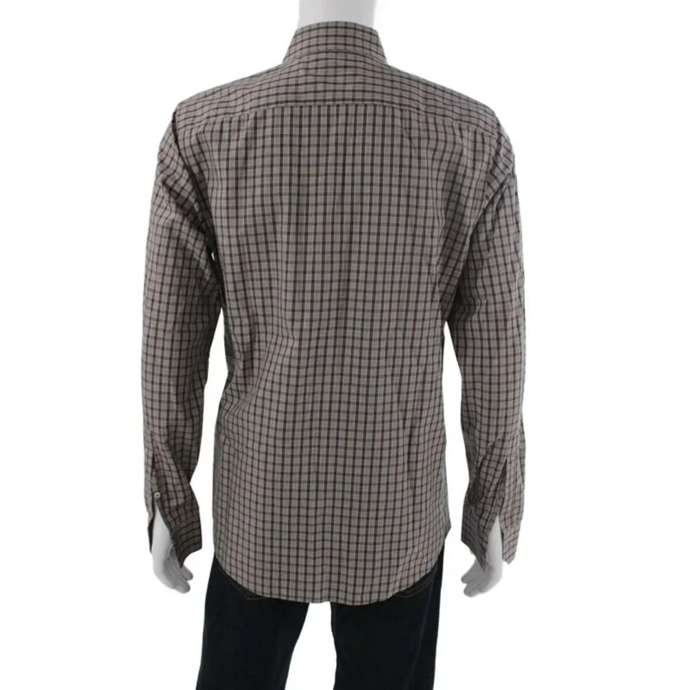 Gucci Mens Cotton Long Sleeve Collared Button-Down Shirt Gray Size 42